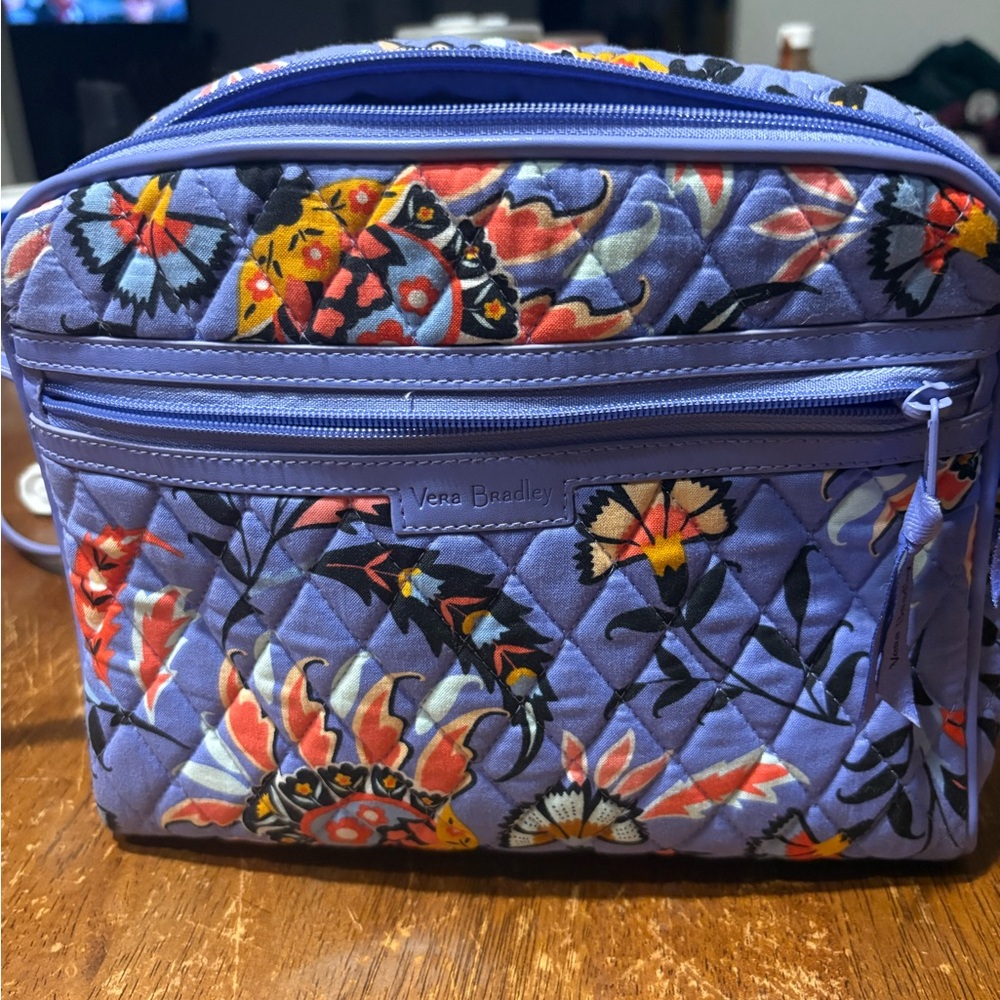Vera Bradley Blue Floral Quilted Cosmetic Bag